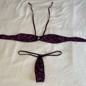Black and purple mermaid pattern dance wear set